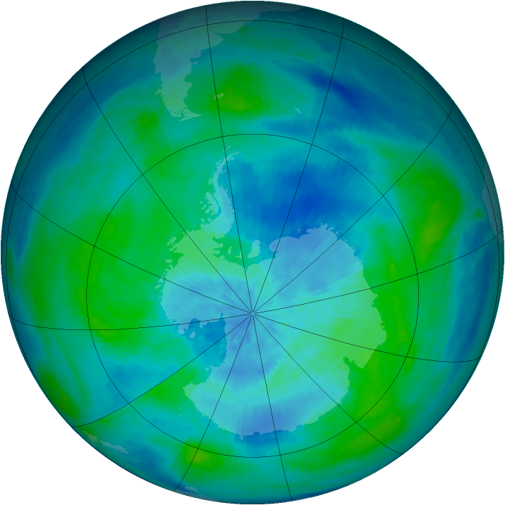 Antarctic ozone map for 13 March 2003